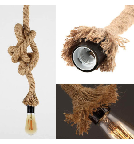 Lámpara Colgante Cuerda Lino E27