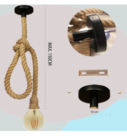 Lámpara Colgante Cuerda Lino E27