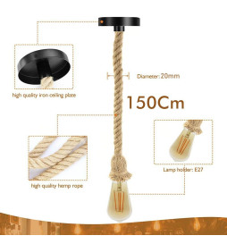 Lámpara Colgante Cuerda Lino E27