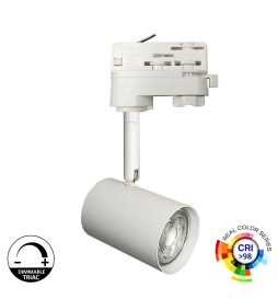 8W Trifase LED Track Spotlight - WHITE - Dimmable Triac - 24º - HIGH LUMEN 150Lm/W - CRI+98