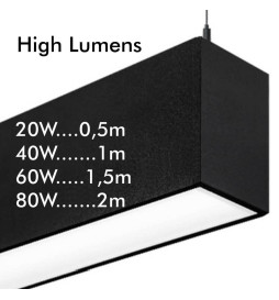 Linear Lamp Pendant LED - MUNICH BLACK - 0.5m - 1m - 1.5m - 2m - IP54 - dimmable