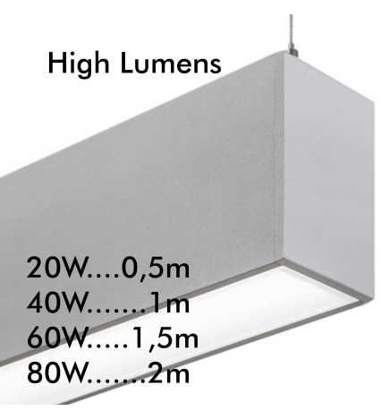 Linearlampe Pendelleuchte - MÜNCHEN SILBER - 0,5 m - 1 m - 1,5 m - 2 m - IP20