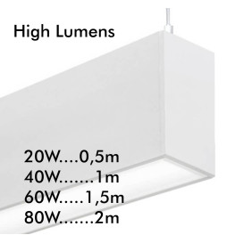 Lâmpada linear Pendente - MUNIQUE BRANCO - 0,5m - 1m - 1,5m - 2m - IP20
