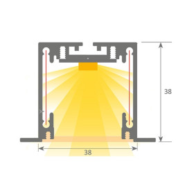 Luminária Linear LED - embutida - MOSCOU MINI  PRATA - 0,5m - 1m - 1,5m - 2m - IP54