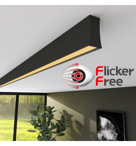 Lineær lampe - overfladeloft - LOLA sort - 0,5 m - 1m - 1,5m - 2m