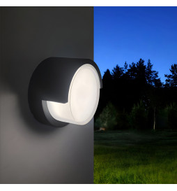 Vegglampe sirkulær svart 15W utendørs IP65 - ESTOCOLMO - CCT valgbar farge