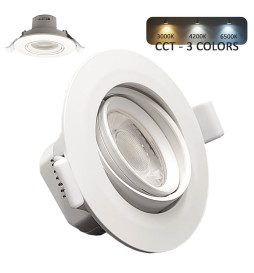 7W White Round LED Downlight - Adjustable - CCT Selectable Color