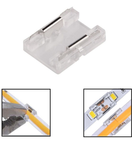 Transparenter Verbindungsstecker für LED-Streifen - COB + SMD - 10 mm - IP20