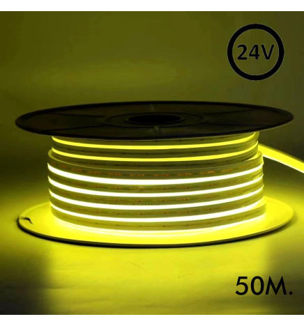 LED Neon 24V - 10W/m - Rull 50m - 6x12mm - GRØNN