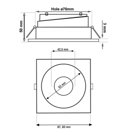 ▷ OCULUS Schwarz, Quadratischer, Schwenkbares Einbaudownlight für GU10-Lampen