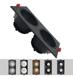 Double Adjustable Recessed Frame OCULUS Black for GU10 Bulbs