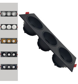 Tredobbelt Indbygget Justerbar Ramme OCULUS Sort til GU10-pærer
