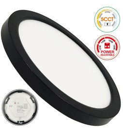 Plafon Circular Preto BONN CCT Ø225mm - Luminária Embutida Ajustável