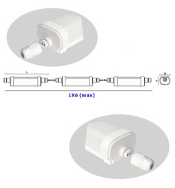 Vanntett Integrert LED Armatur 30W - GLOWLUXE - Interkoblet - 120cm - IP65