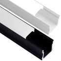 Perfil Blanco y Negro 2 metros  Aluminio - U - para LED