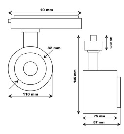 ROMA - LED-Spårstrålkastare - 1-Fas -  40W-26W - ROME - GxTronic-driver - Justerbar optik 24º-60º -UGR13- CCT