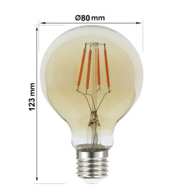 LED lyspære Filament  E27 5W G80 Vintage Gold - Kan dimmes