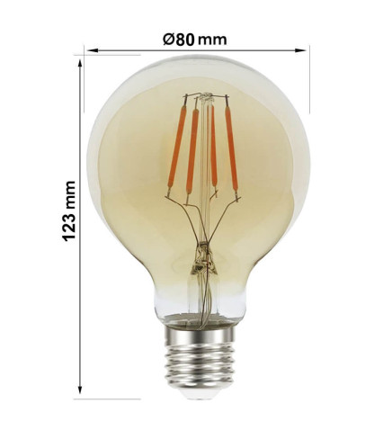 LED-lampa Filament E27 5W G80 Vintage Gold - Dimbar