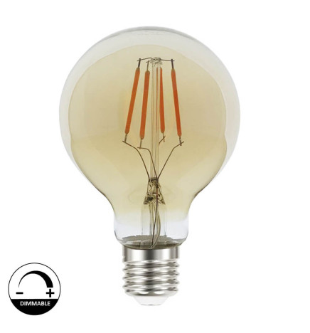 LED-pære Filament E27 5W G80 Vintage Gold - Kan Dæmpes