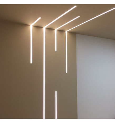 Pack  5 - U-shaped Aluminum Profile - 2 meters - Integrated in laminated plaster