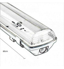 Vattentät armatur för två LED-lysrör IP65 60cm