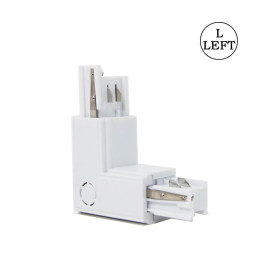Conector IZQUIERDA en L de carril TRIFASICO Blanco