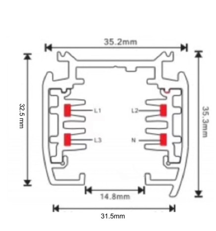 DreiphasigSpur 1 Meter Weiß