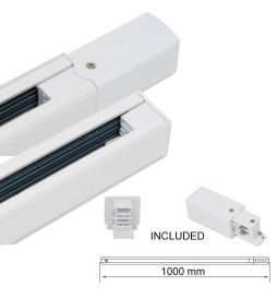 Skinnesystem 3-faset 1M Hvit